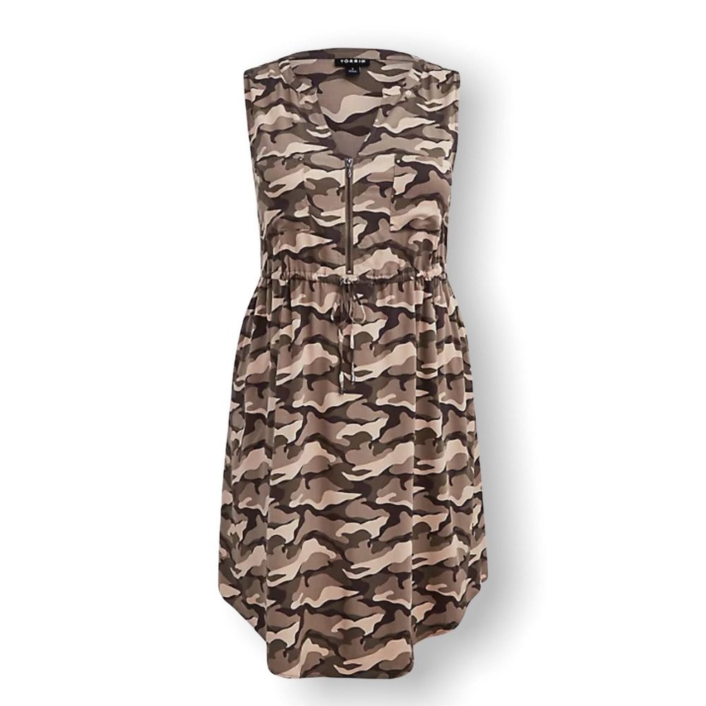 TORRID Camo Zip Front Dress NWT - Picture 7 of 8